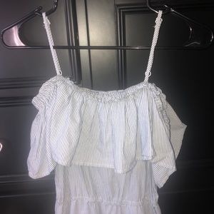 H&M Striped Jumpsuit Off Shoulder Spaghetti Strap